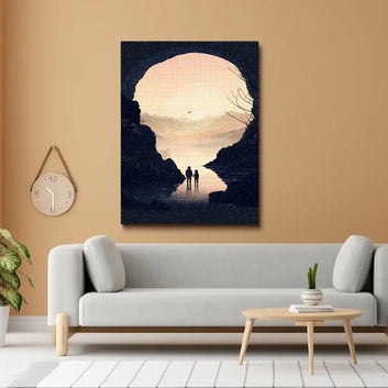 Sunset with silhouetted figures