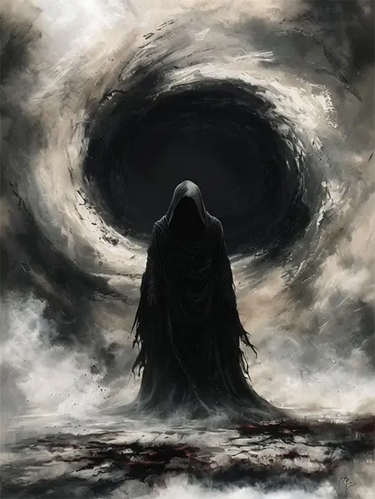 Mysterious hooded figure